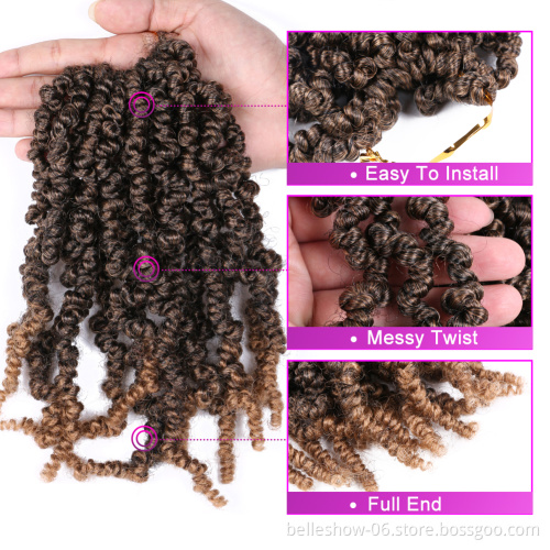Hot sell 10 inch Passion Twist Hair Soft Ombre Colors pre twisted pre looped passion twist